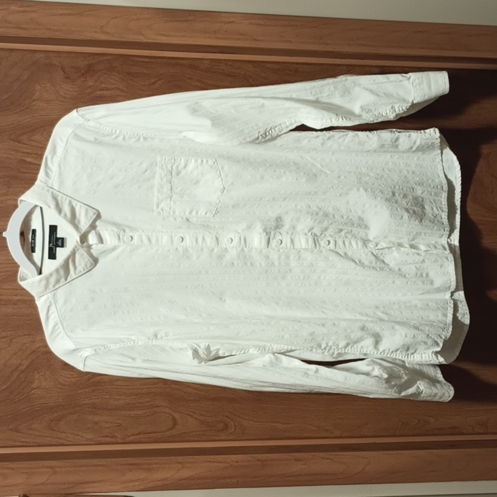 White Marc Anthony Slim Fit Business Professional Casual Dress Shirt Large